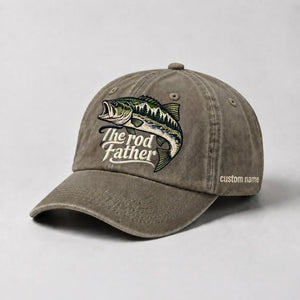 The Rod Father Hat Custom Name Largemouth Bass Embroidered Fishing Hat - 6