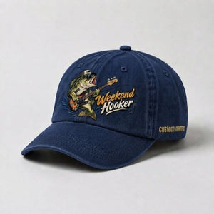 Weekend Hooker Hat Custom Name Largemouth Bass Embroidered Cap - 3