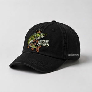 Weekend Hooker Hat Pike Fishing Cap Custom Name Embroidered, Northern Pike Angler Gift - 2