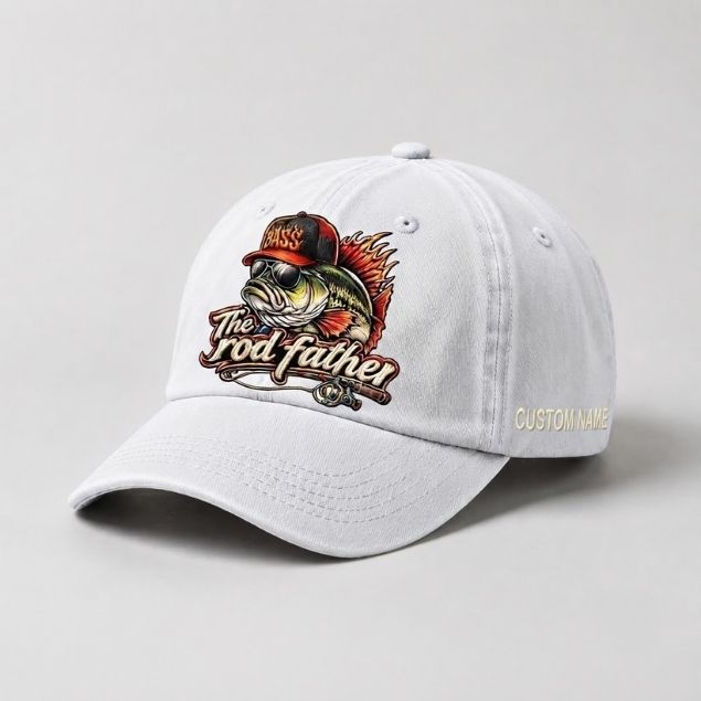 The Rod Father Hat Custom Name Largemouth Bass Embroidered Hat Fishing
