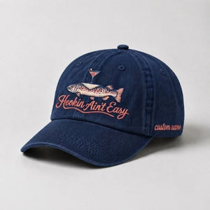 Hookin Aint Easy Custom Name Embroidered Fishing Trout Hat For Woman - 3