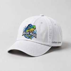 Mahi Mahi Dorado Hat Custom Name Embroidered Fishing Hat, Saltwater Fisherman Gift - 4