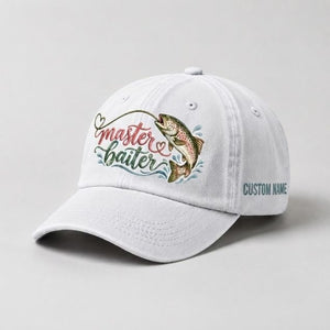 Master Baiter Trout Embroidered Hat, Custom Name Fishing Hat for Women - 4