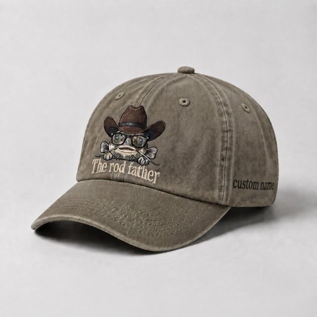 The Rod Father Hat Catfish Fishing Custom Name Embroidered Cap