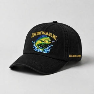 Chasing Mahi All Day Custom Name Embroidered Fishing Hat For Offshore Angler - 2