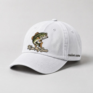Kiss My Bass Hat Custom Name Fishing Embroidered, Bass Angler Gift - 4