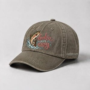 Hookin Ain't Easy Custom Name Trout Fishing Embroidered Hat for Women - 6