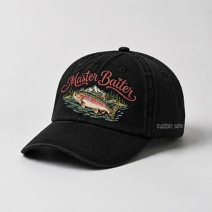 Master Baiter Rainbow Trout Hat Fishing Custom Name Embroidered Cap - 2