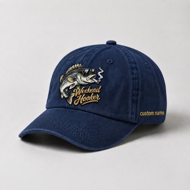 Weekend Hooker Hat, Custom Name Striped Bass Embroidered Hat
