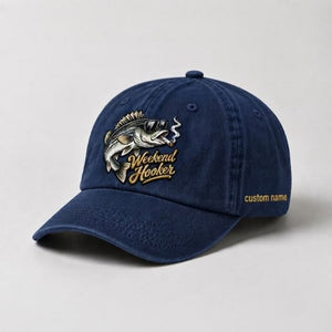 Weekend Hooker Hat, Custom Name Striped Bass Embroidered Hat - 3