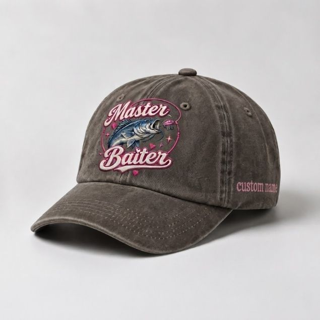 Master Baiter Hat Custom Name Catfish Fishing Embroidered Hat For Woman