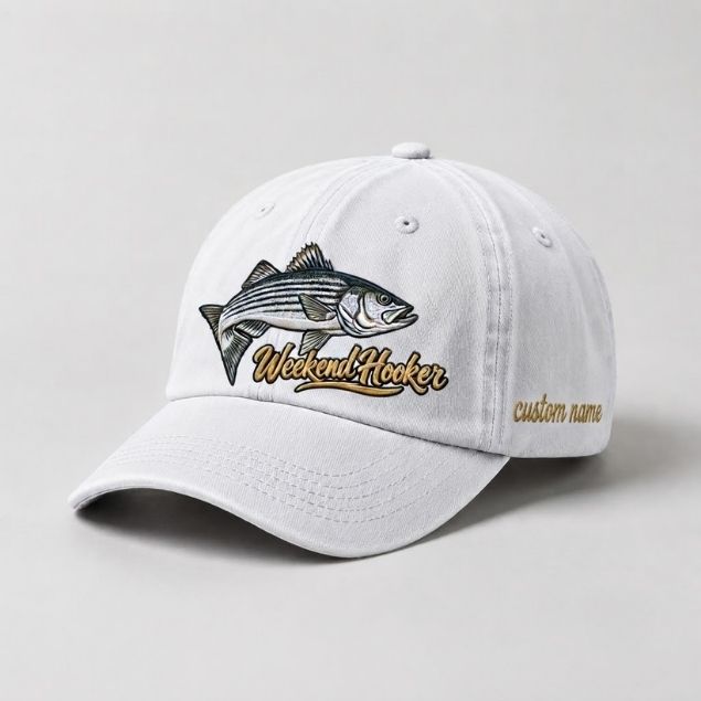 Weekend Hooker Hat Custom Name Striped Bass Fishing Embroidered Hat