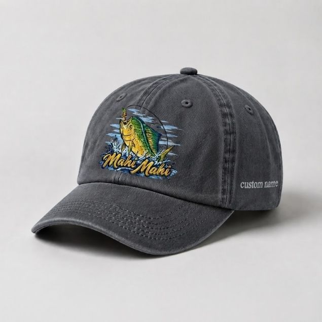 Mahi Mahi Custom Name Embroidered Fishing Hat, Offshore Angler Hat