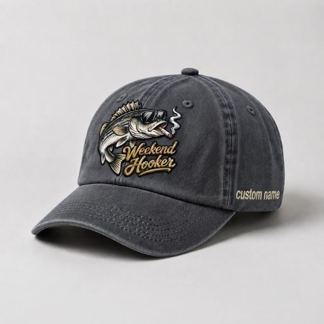 Weekend Hooker Hat, Custom Name Striped Bass Embroidered Hat