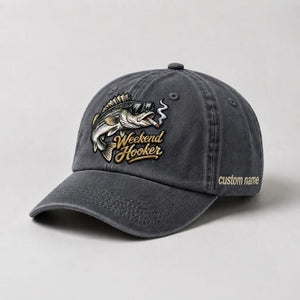 Weekend Hooker Hat, Custom Name Striped Bass Embroidered Hat - 1