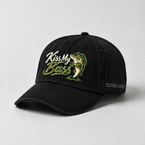Kiss My Bass Hat Custom Name Embroidered Largemouth Bass Fishing - 2