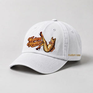 Weekend Hooker Custom Name Brown Trout Hat, Funny Fishing Embroidered Cap - 4