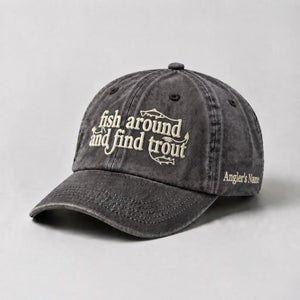 Trout Fishing Hat, Custom Name Embroidered Cap, Personalized Angler Gift - 1