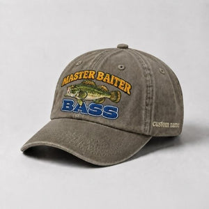 Master Baiter Bass Fishing Hat, Largemouth Bass Embroidered Cap with Custom Name - 6