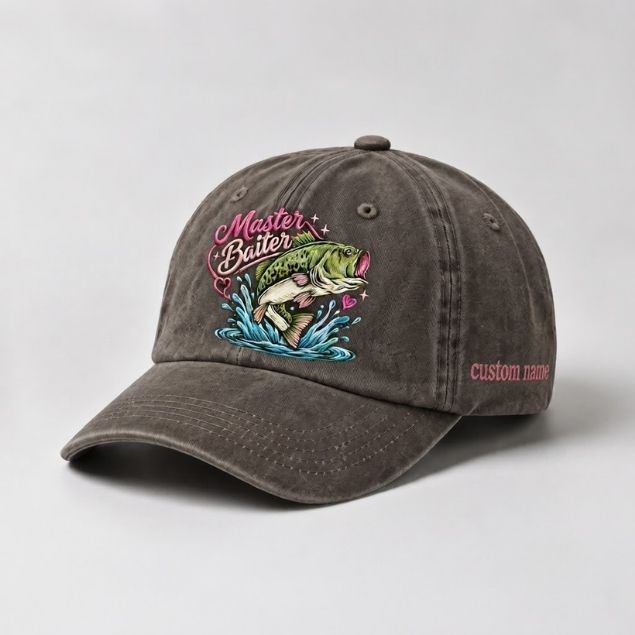 Master Baiter Hat Custom Name Largemouth Bass Embroidered Hat For Woman