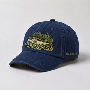 Kiss My Bass Hat Custom Name Embroidered Largemouth Bass Fishing, Fisherman Gift - 3