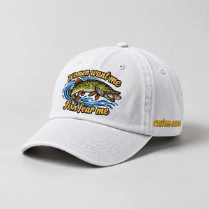 Women Want Me Fish Fear Me Northern Pike Custom Name Embroidered  Fishing Cap, Funny Pike Fisherman Gift - 4