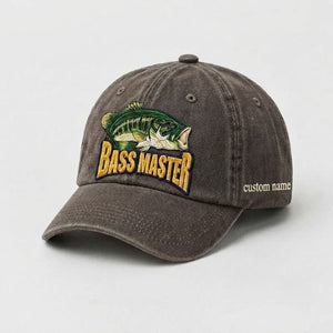 Master Baiter Bass Fishing Hat, Largemouth Bass Embroidered Cap with Custom Name - 5