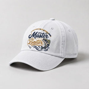 Master Baiter Bass Fishing Custom Name Embroidered Hat, Bass Angler Embroidered Cap with Largemouth Bass - 4