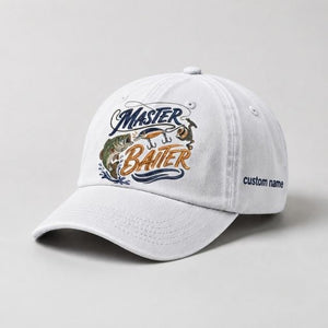 Master Baiter Bass Custom Name Embroidered Fishing Hat, Largemouth Bass Angler Cap - 4