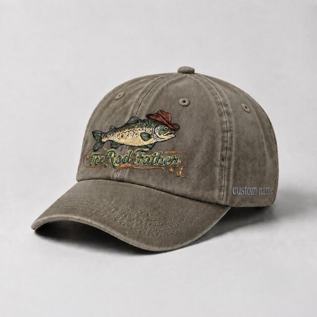 The Rod Father Hat Custom Name Trout Embroidered Hat, Trout Angler Hat Gift