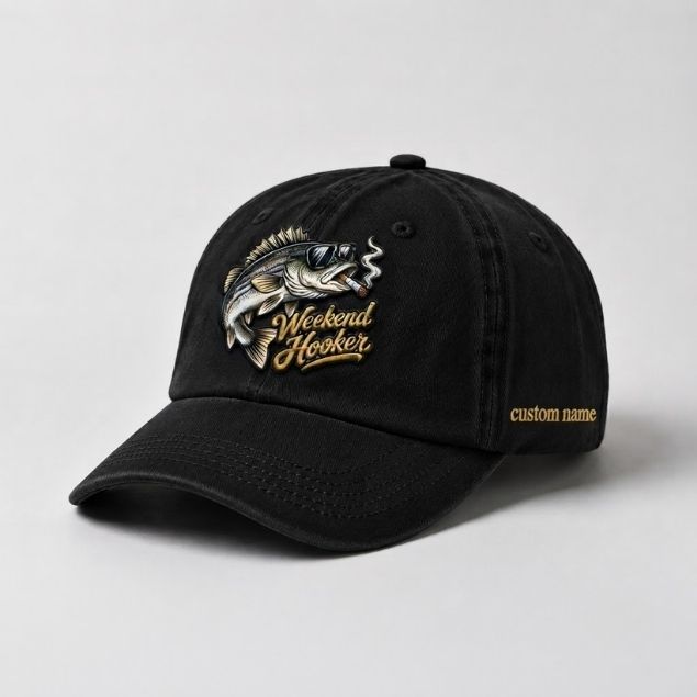 Weekend Hooker Hat, Custom Name Striped Bass Embroidered Hat