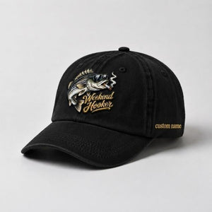 Weekend Hooker Hat, Custom Name Striped Bass Embroidered Hat - 2