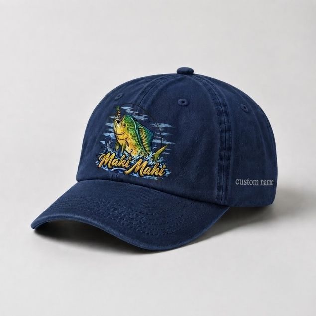 Mahi Mahi Custom Name Embroidered Fishing Hat, Offshore Angler Hat