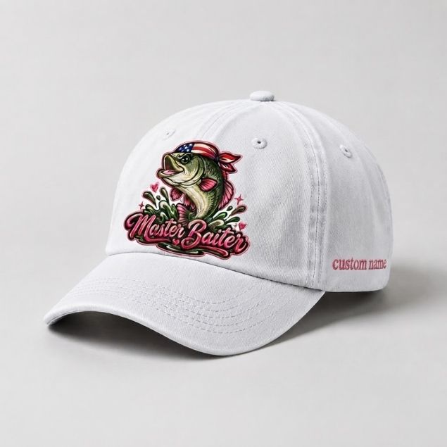 Master Baiter Hat Custom Name Largemouth Bass Fishing Embroidered Hat For Woman
