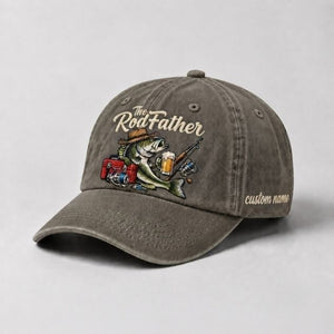 The Rod Father Largemouth Bass Embroidered Hat, Custom Name Fishing Cap, Vintage Bass Fishing Hat - 6
