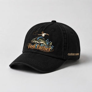 The Rod Father Bass Fishing, Custom Name Embroidered Hat, Funny Fisherman Hat - 2