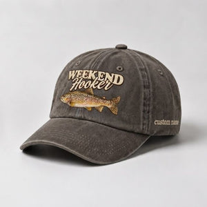 Weekend Hooker Hat Custom Name Brown Trout Fishing Embroidered - 5