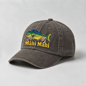 Mahi Mahi Custom Name Embroidered Fishing Hat, Big Catch Fisherman Gift - 5