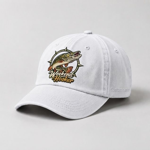 Weekend Hooker Custom Name Pike Embroidered Hat, Funny Angler Gift