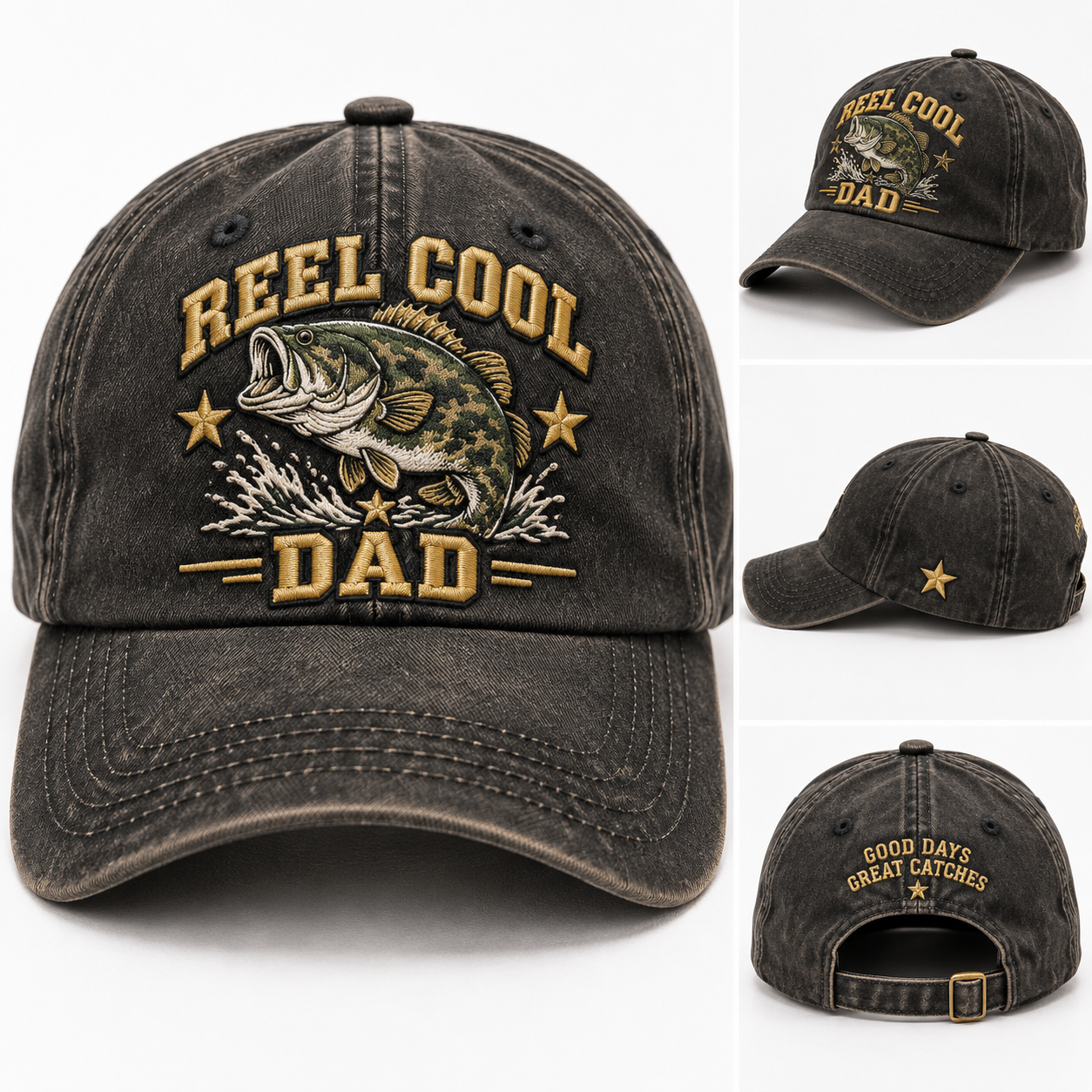 Vintage Fishing Dad Hat Reel Cool Dad Cap Bass Fisherman Gift