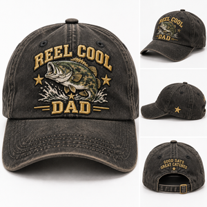 Vintage Fishing Dad Hat Reel Cool Dad Cap Bass Fisherman Gift - 1