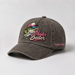 Master Baiter Custom Name Embroidered Hat Fishing, Largemouth Bass Fish Hat, Gift for Women Anglers - 5