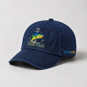 Mahi Mahi Custom Name Embroidered Fishing Hat, Dorado Fish Anchor Cap - 3