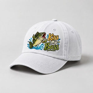 Kiss My Bass Custom Name Embroidered Hat Largemouth Bass Fishing - 4