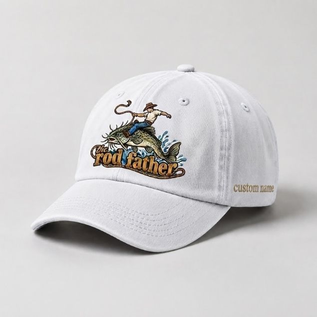 The Rod Father Bass Fishing, Custom Name Embroidered Hat, Funny Fisherman Hat