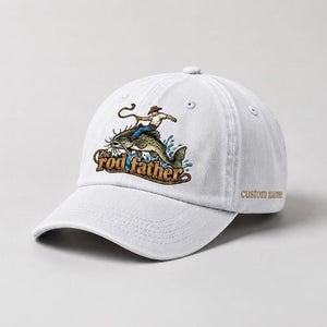 The Rod Father Bass Fishing, Custom Name Embroidered Hat, Funny Fisherman Hat - 4