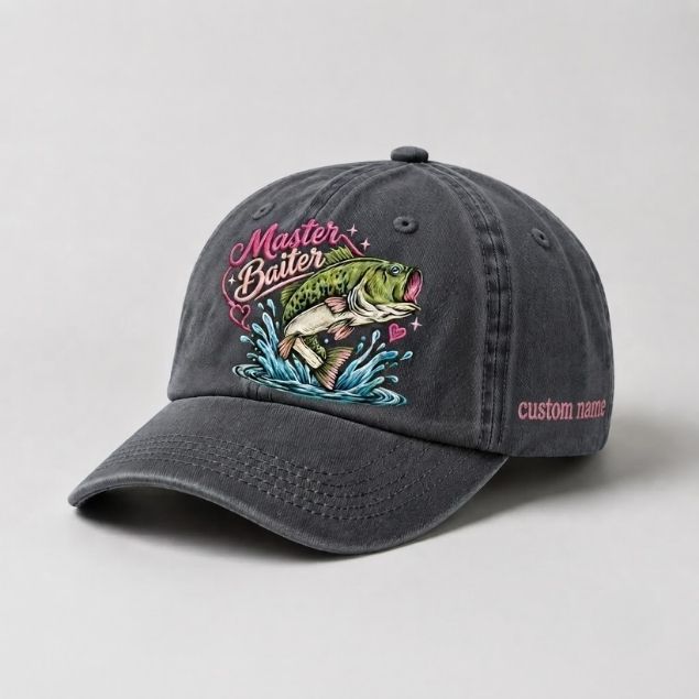 Master Baiter Hat Custom Name Largemouth Bass Embroidered Hat For Woman