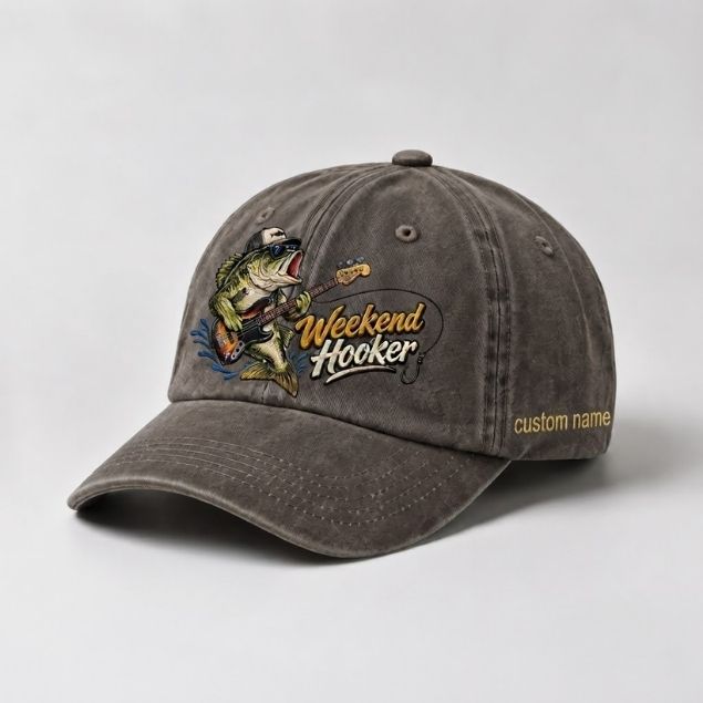 Weekend Hooker Hat Custom Name Largemouth Bass Embroidered Cap