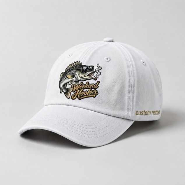 Weekend Hooker Hat, Custom Name Striped Bass Embroidered Hat