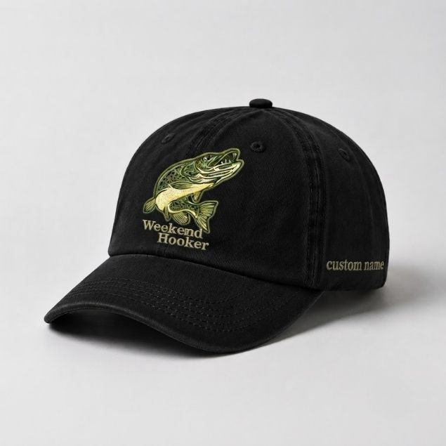 Weekend Hooker Hat Custom Name Pike Fishing Cap Embroidered
